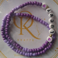 Worded, Lucky (Purple) Beaded Bracelet (Pair)