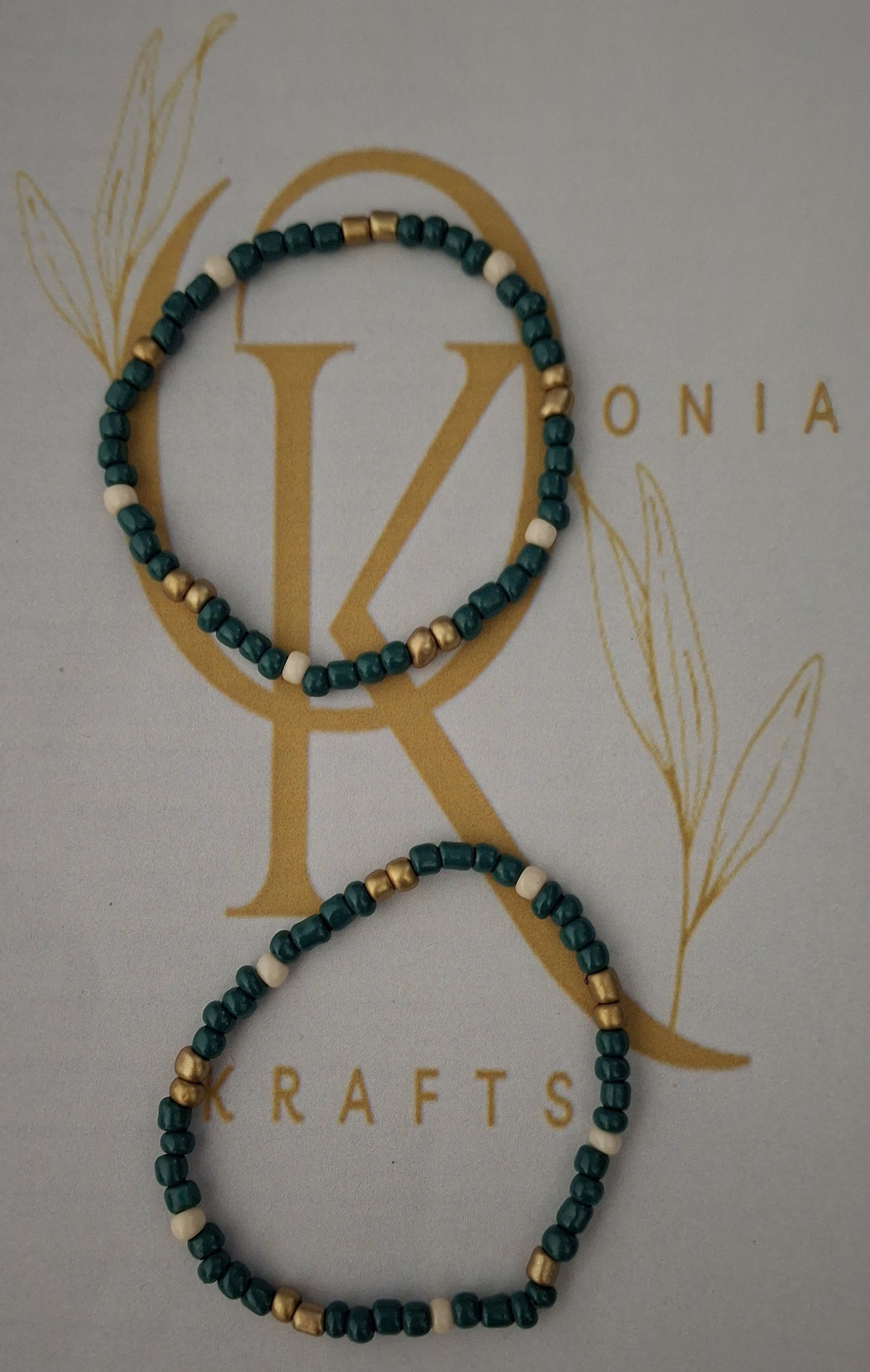 The Green One, Beaded Bracelet (Pair)