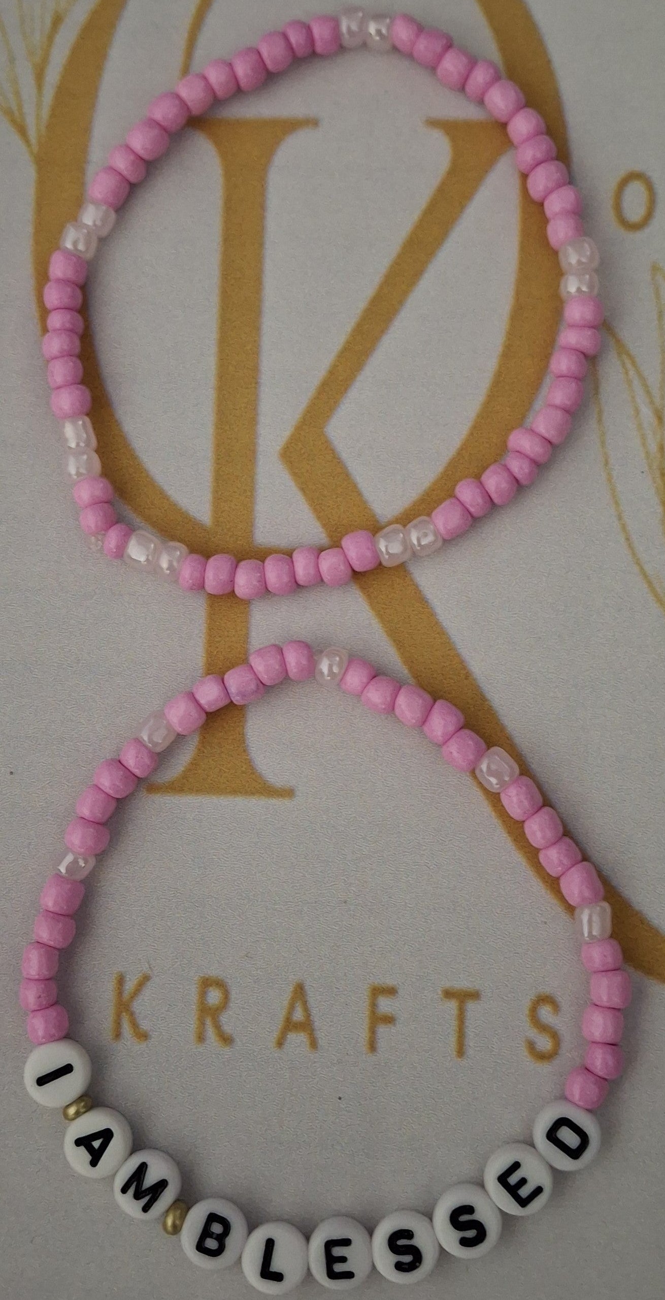 I Am Blessed (Pink) Beaded Bracelet (Pair)