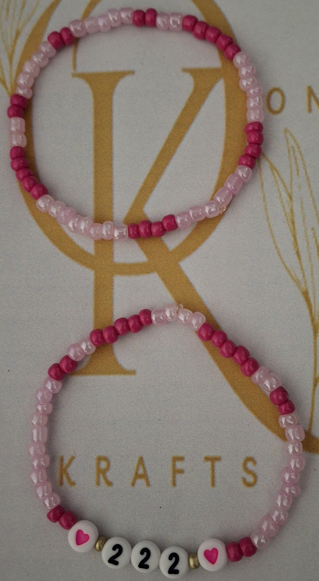 Beaded Bracelet (222) Pink n Magenta (Pair)