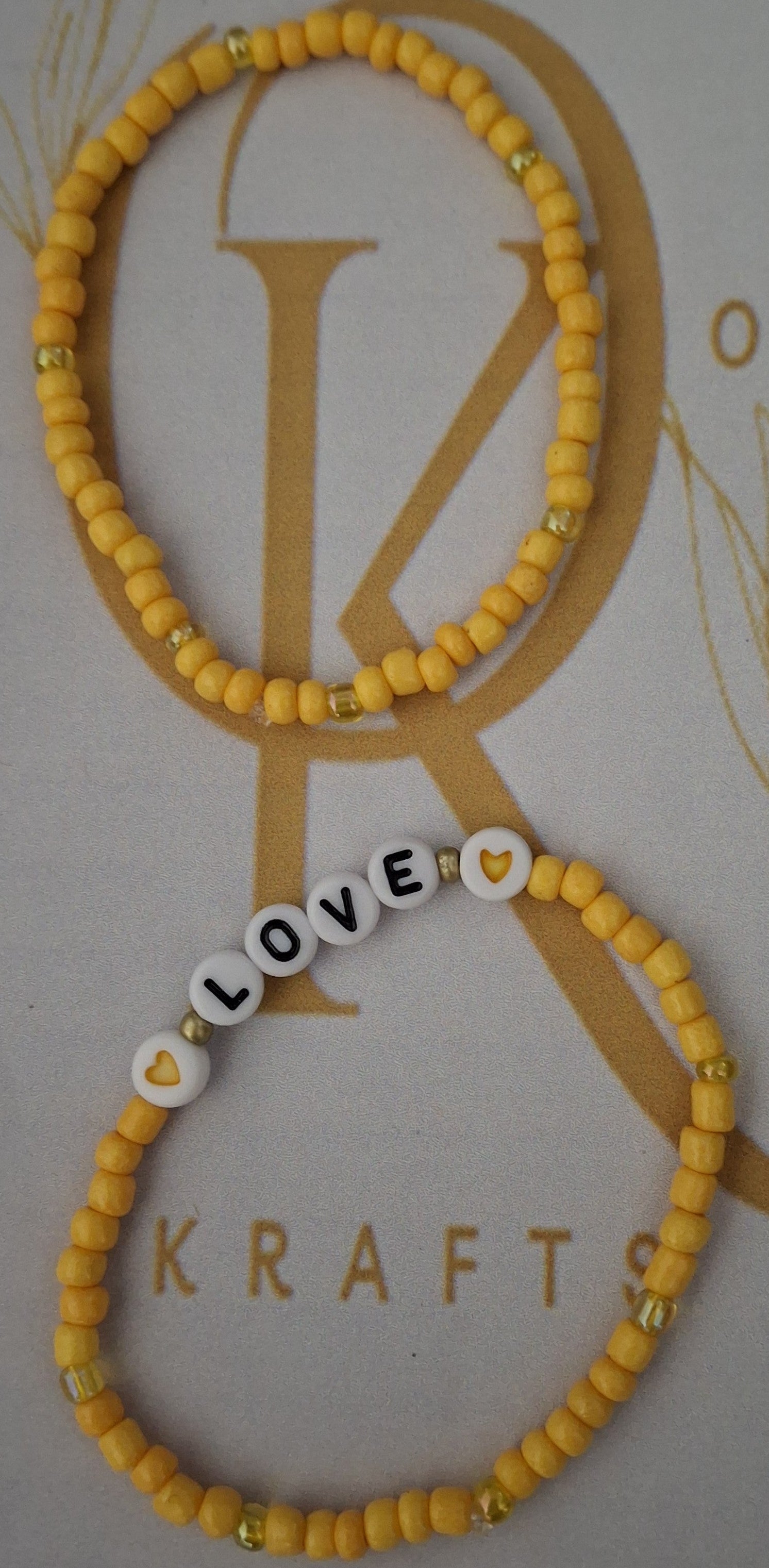Love (Yellow) Beaded Bracelet (Pair)