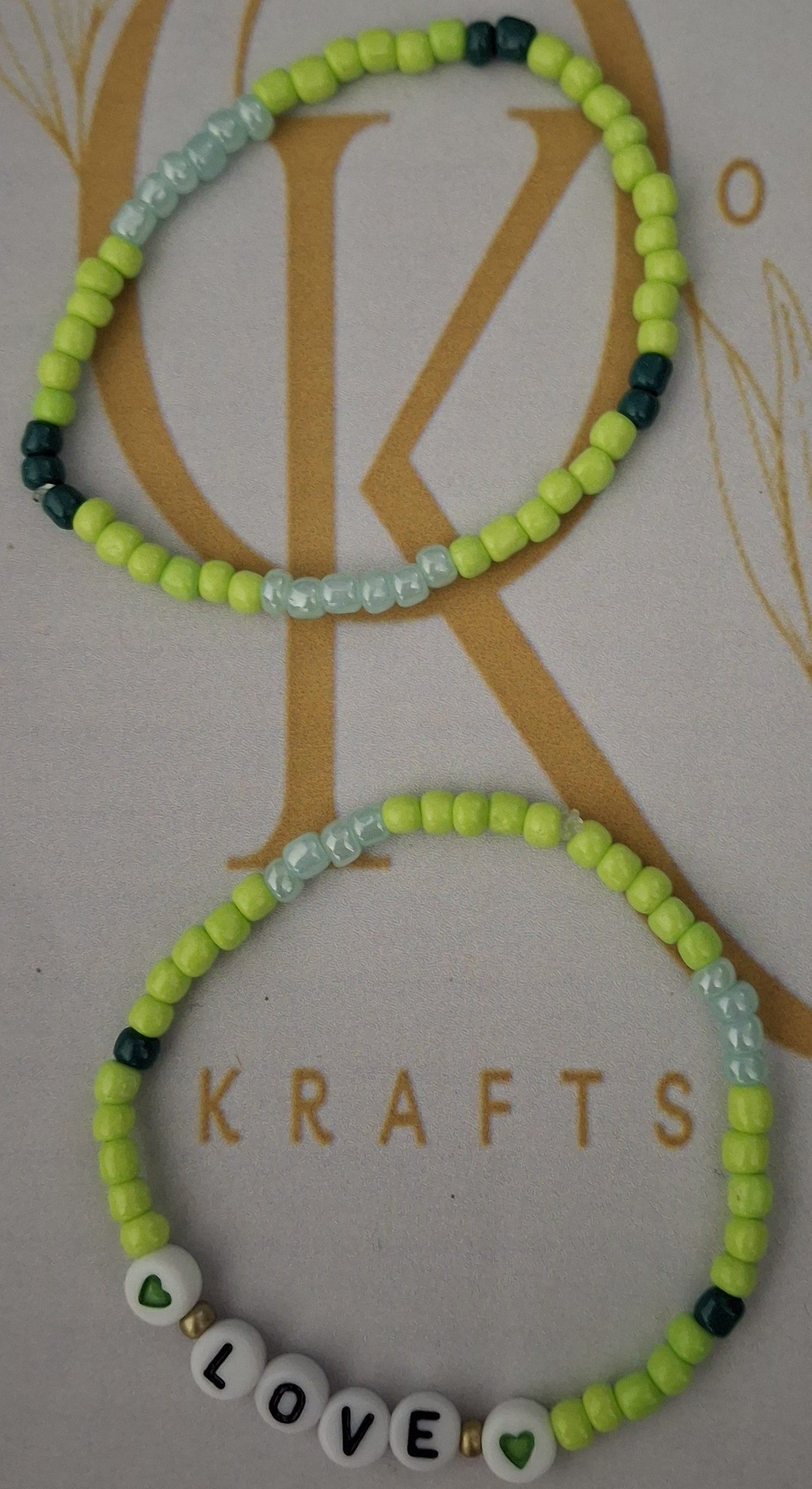 Love (Green) Beaded Bracelet (Pair)