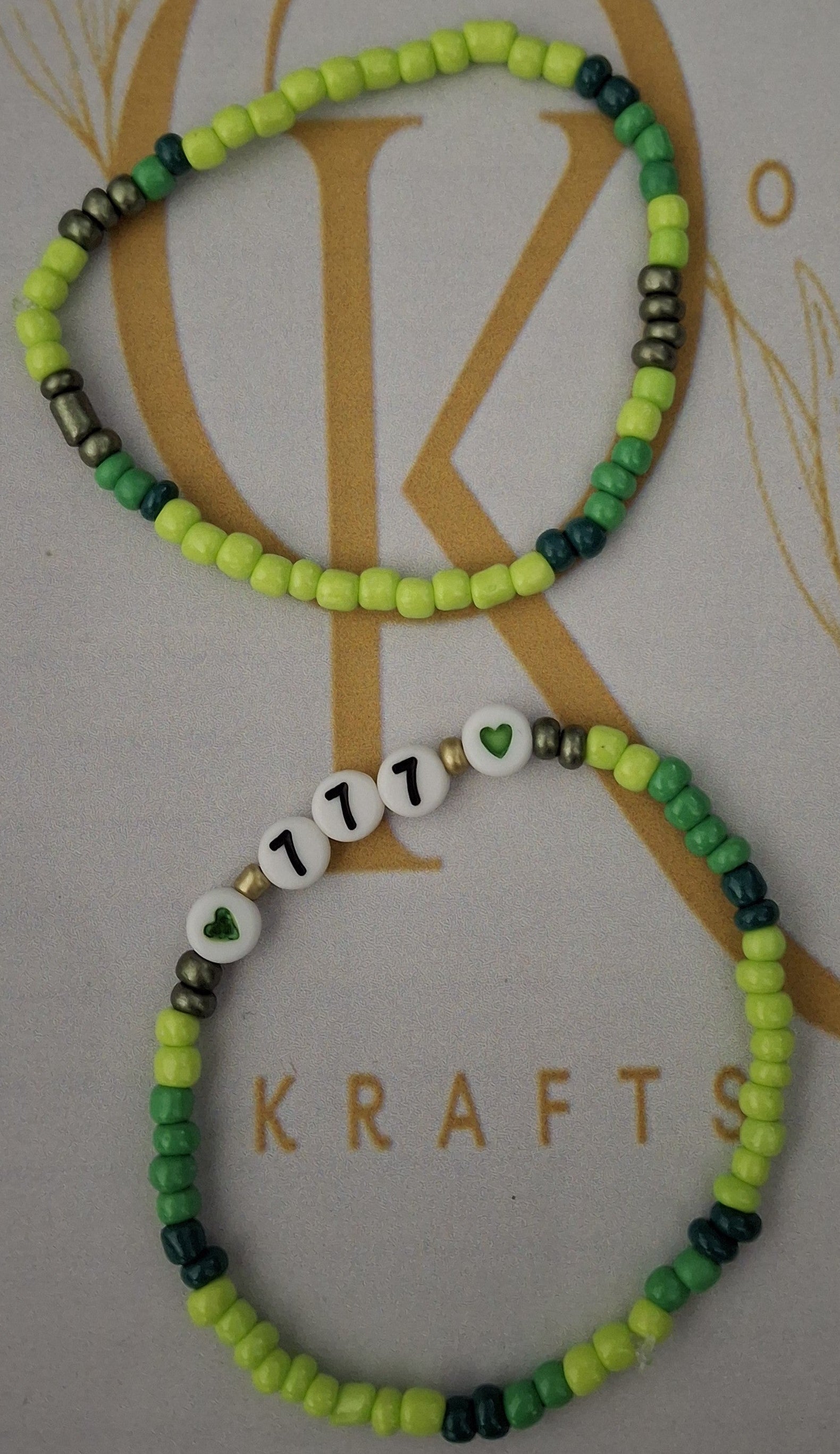 Beaded Bracelet (777) Green Mix (Pair)