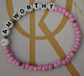 I Am Worthy (Pink) Beaded Bracelet (Single)