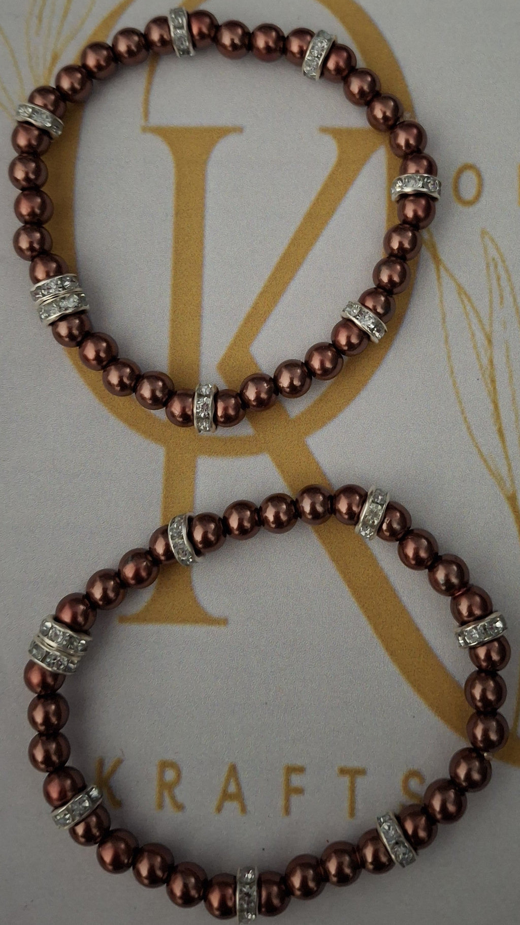 Imitation Pearl Beaded Bracelet: Brown (Pair)