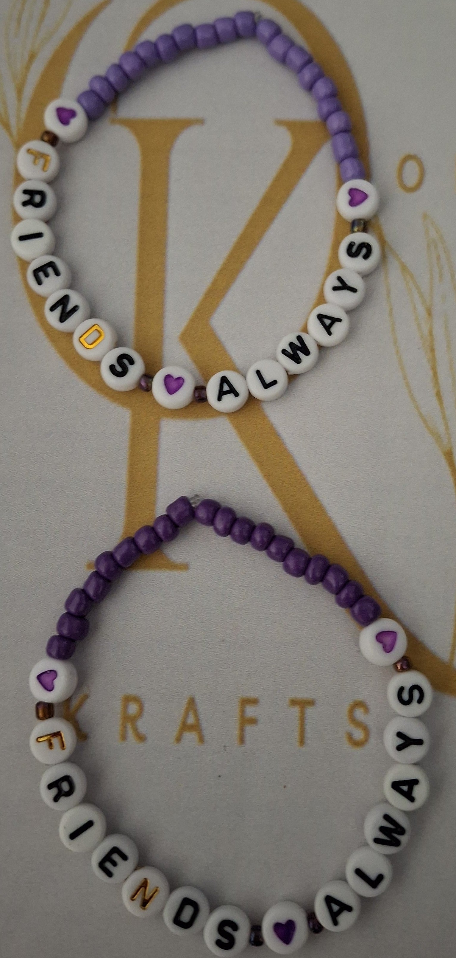 Friends Always (Dark Purple & Lilac) Beaded Bracelet (Pair)