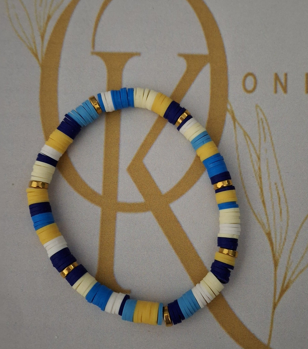 Shore Blue, Clay Beaded Bracelet (Single)