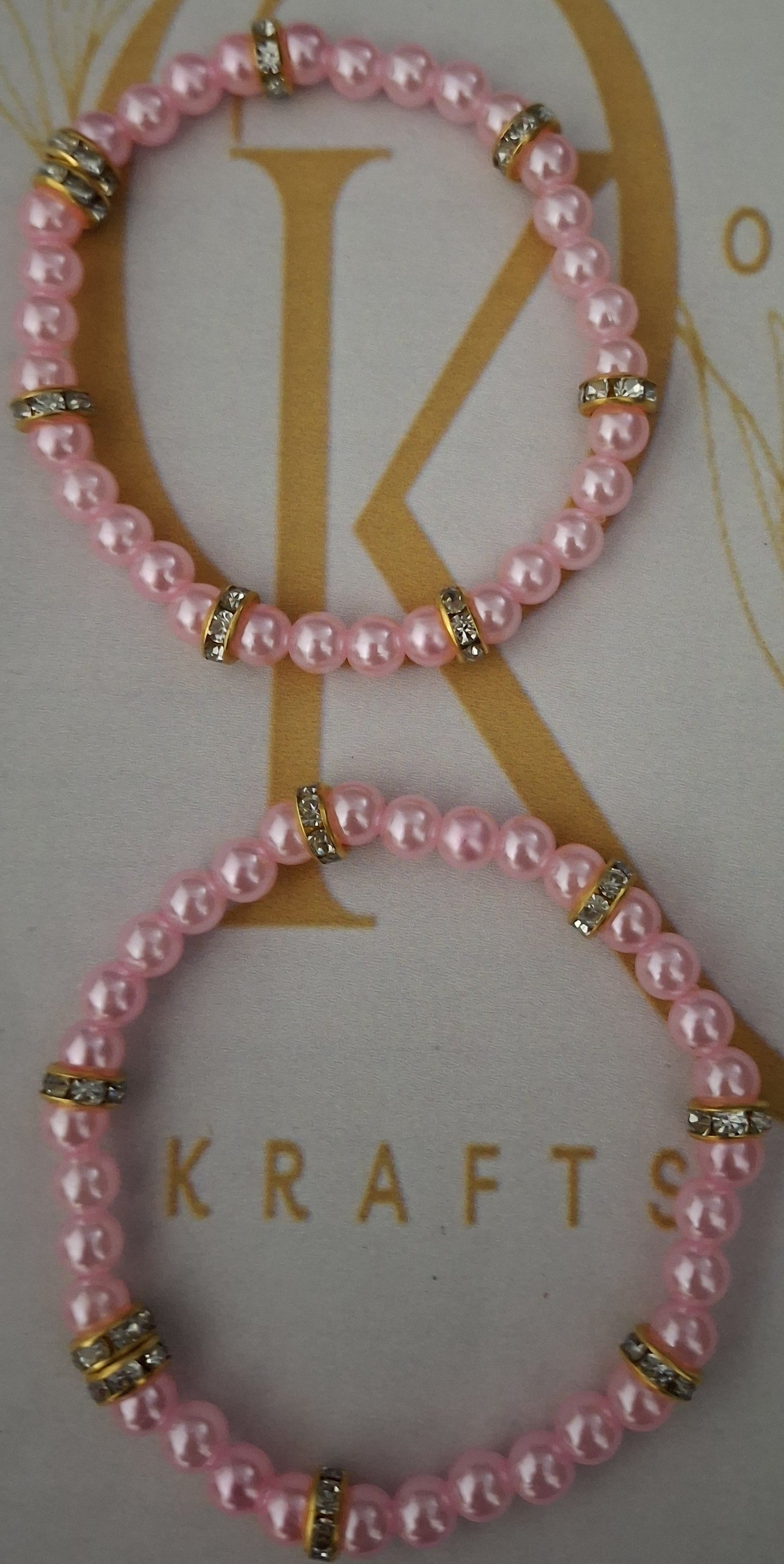 Imitation Pearl Beaded Bracelet: Baby Pink (Pair)