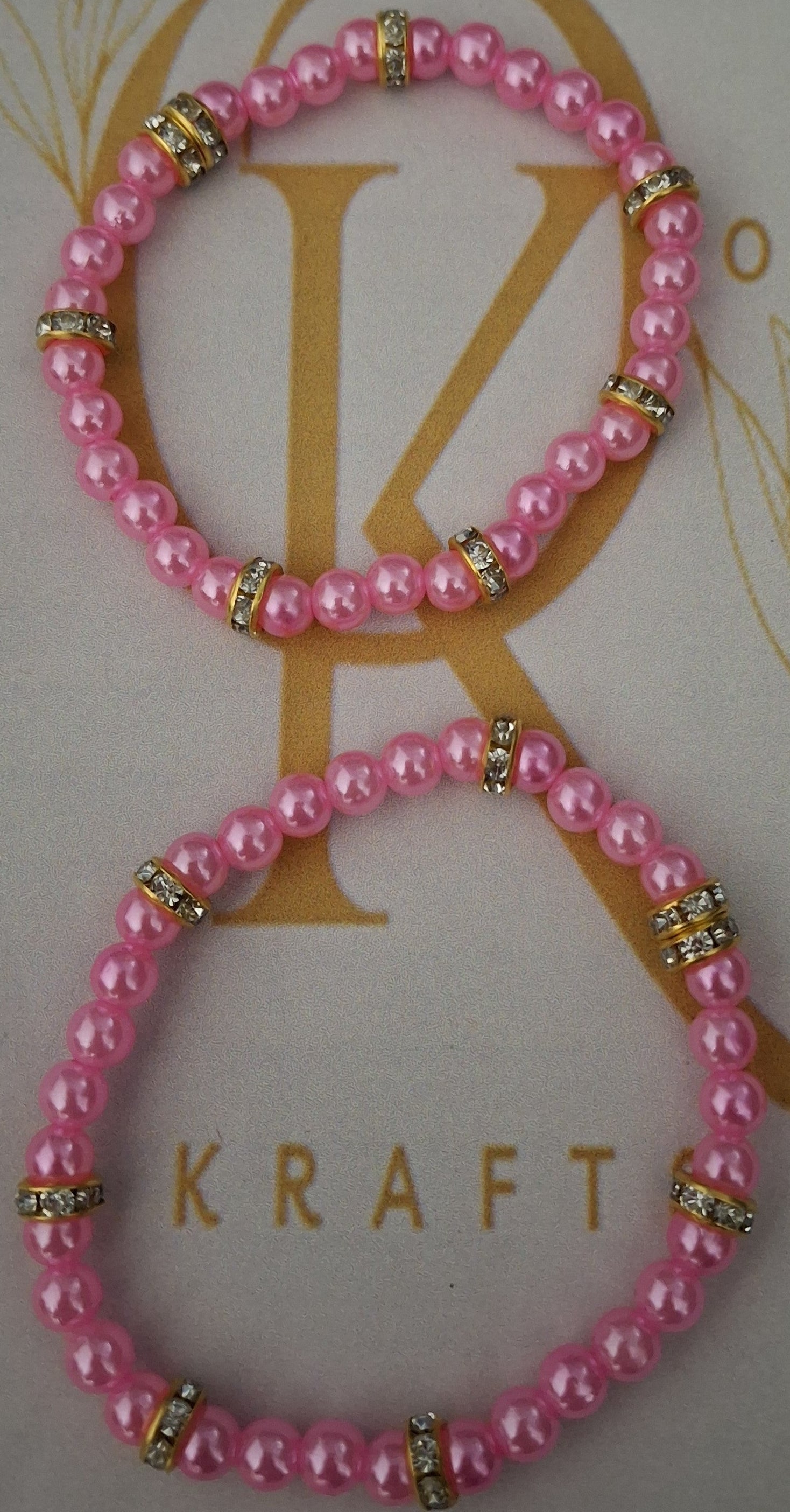 Imitation Pearl Beaded Bracelet: Flamingo Pink (Pair)
