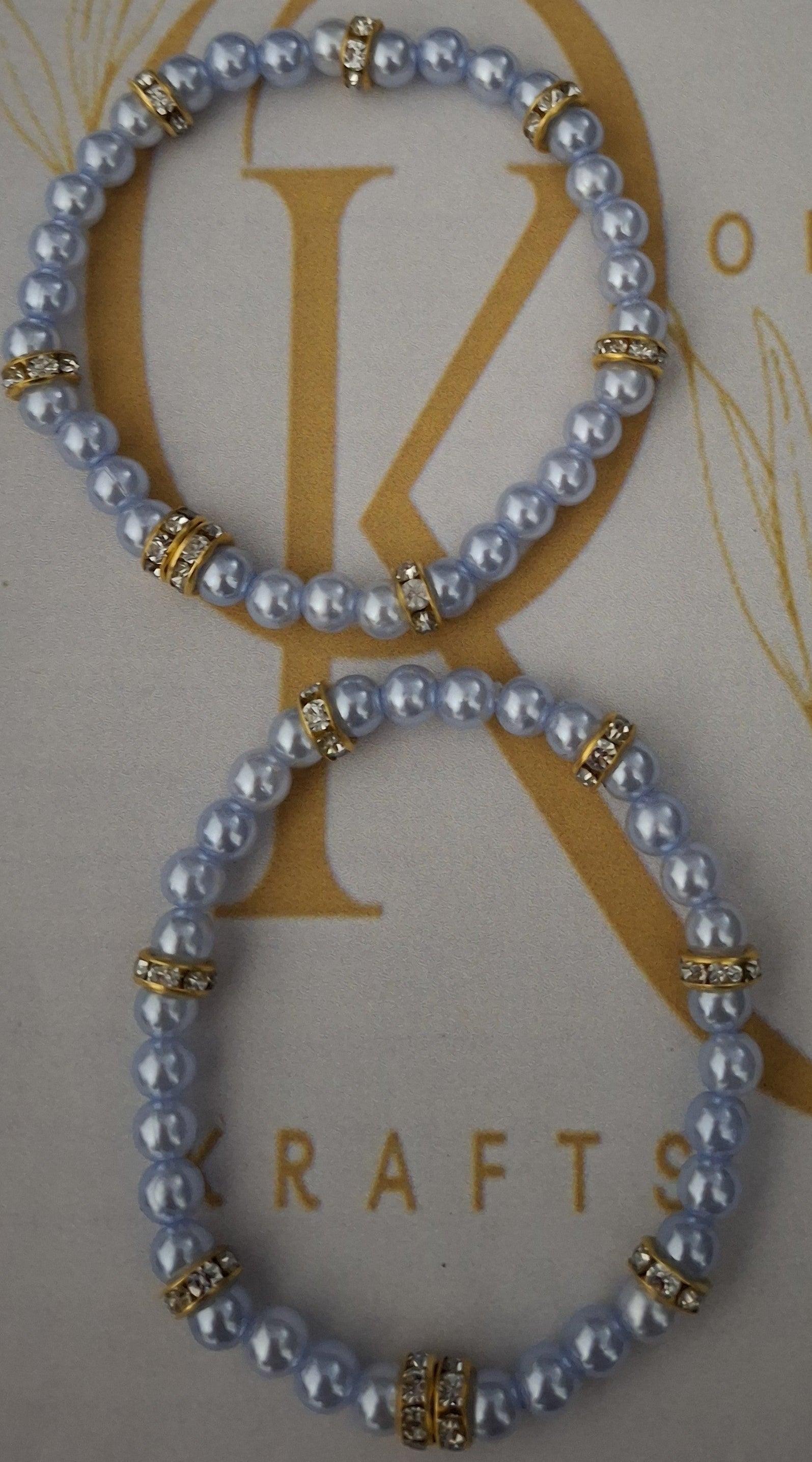 Imitation Pearl Beaded Bracelet: Baby Blue (Pair)