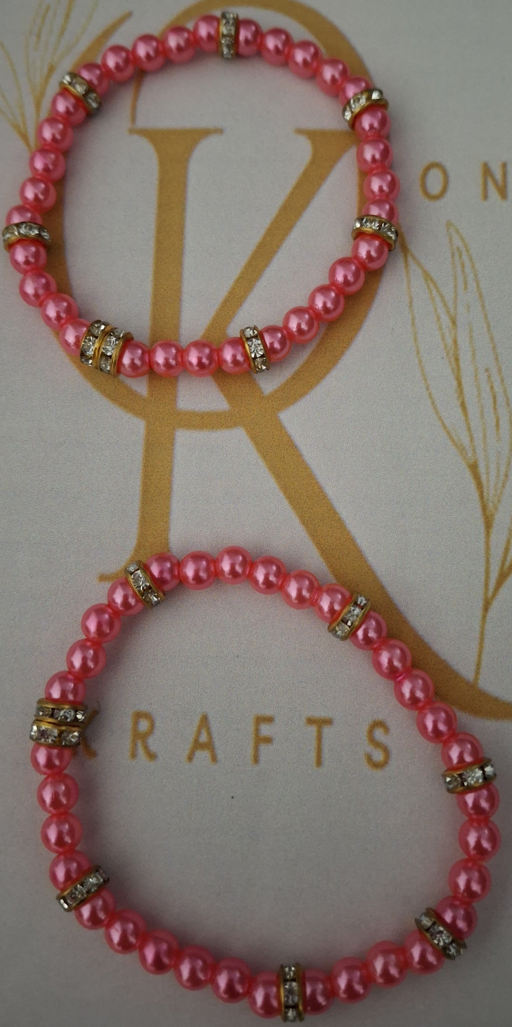 Imitation Pearl Beaded Bracelet: Hot Pink (Pair)