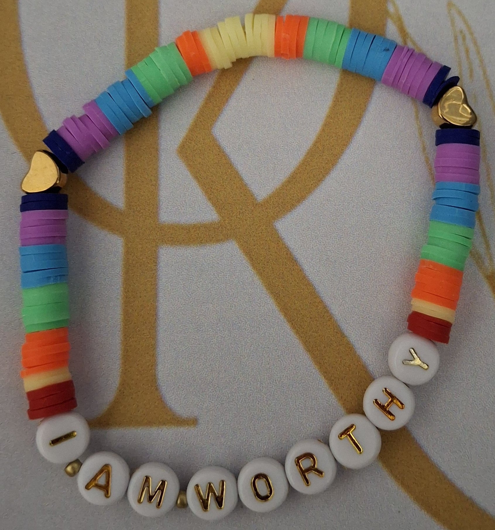 I Am Worthy (Rainbow) Beaded Bracelet (Single)