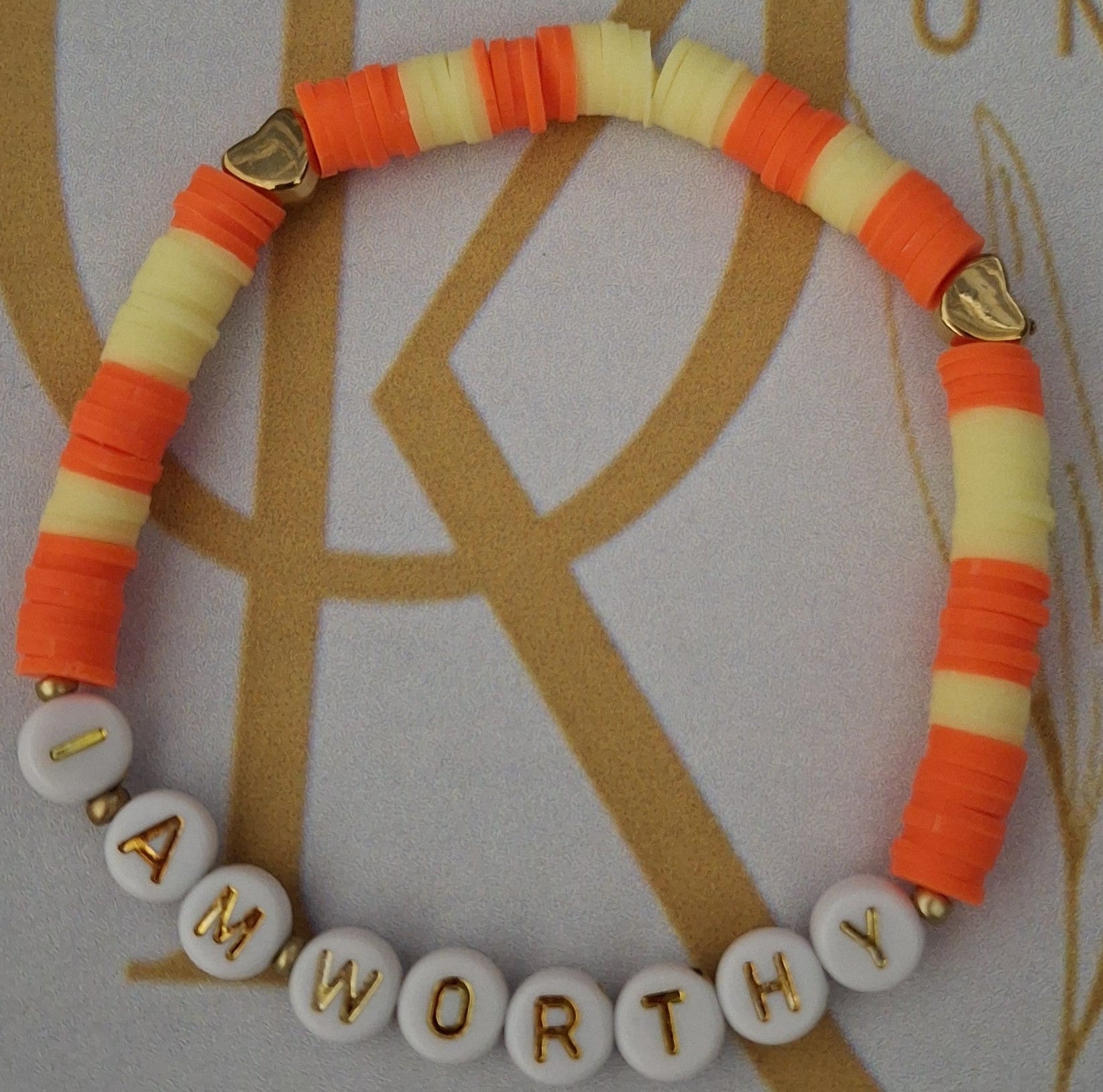 I Am Worthy (Yellow n Orange) Beaded Bracelet (Single)