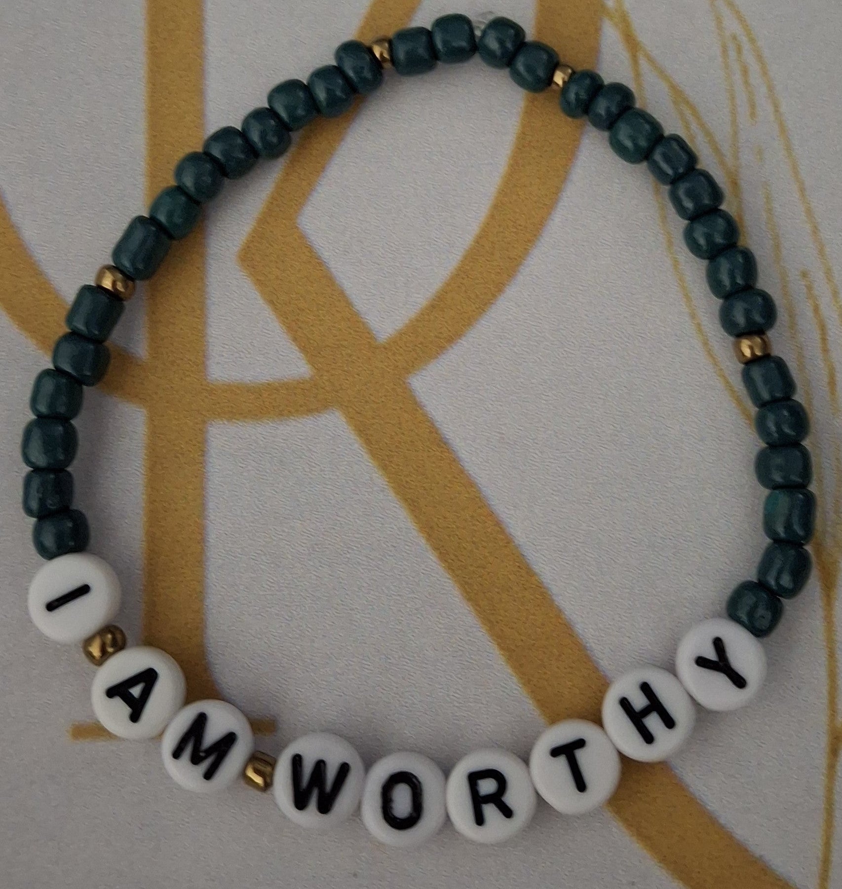 I Am Worthy (Emerald Green) Beaded Bracelet (Single)
