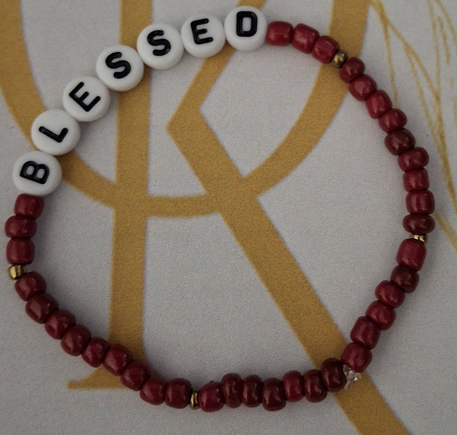 Worded, Blessed (Maroon) Beaded Bracelet (Single)