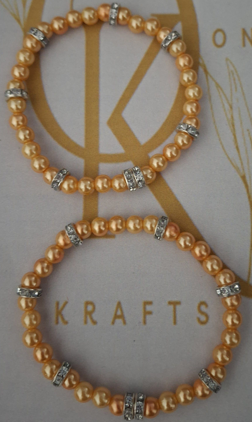 Imitation Pearl Beaded Bracelet: Light Orange (Pair)