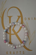 Imitation Pearl Beaded Bracelet multi-colour w/white (Single)