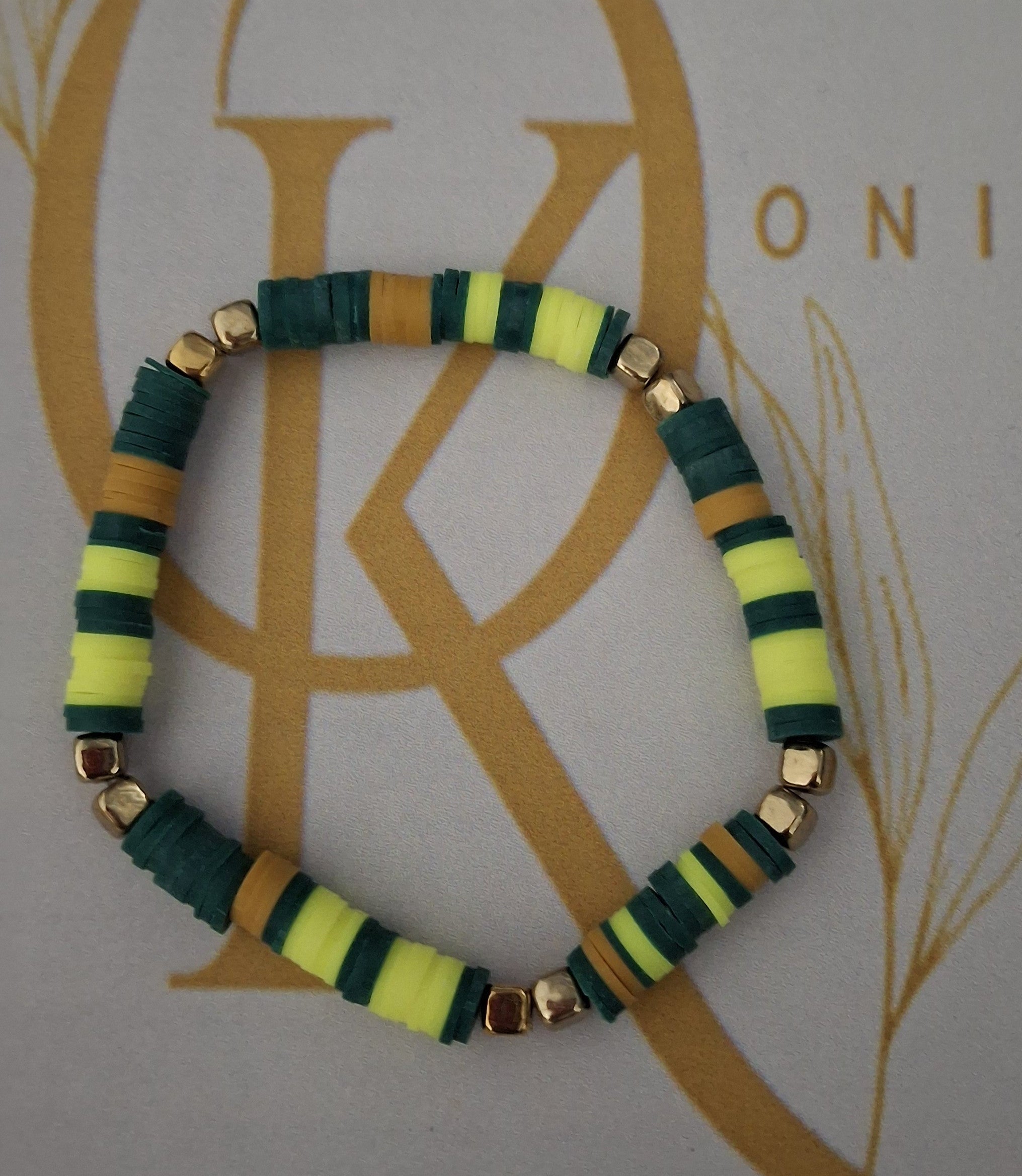 Lime Shine, Clay Beaded Bracelet (Single)
