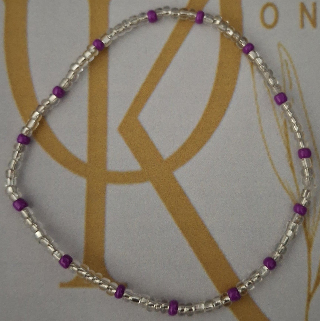 Beaded (Clear w/ Touch of Magenta) Anklet (Single)