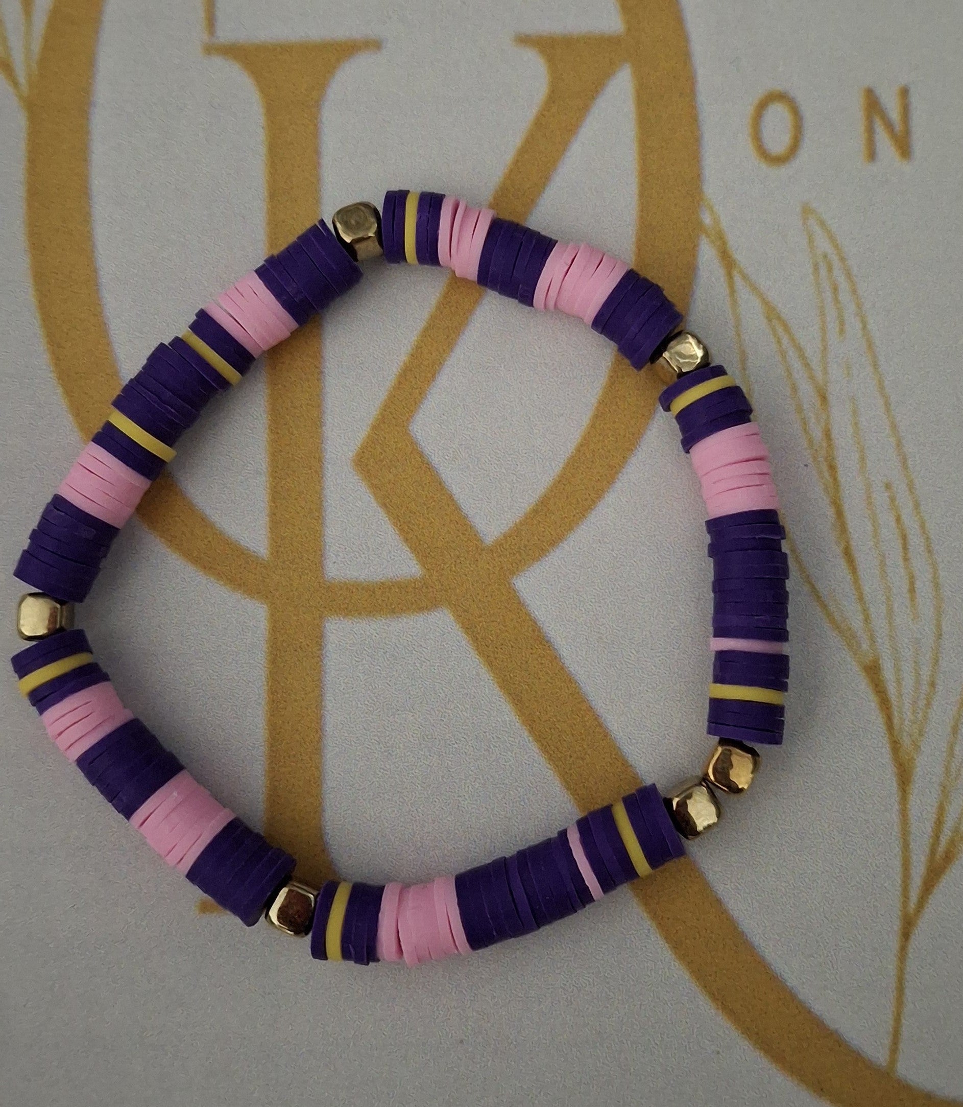 Purple Mix, Clay Beaded Bracelet (Single)
