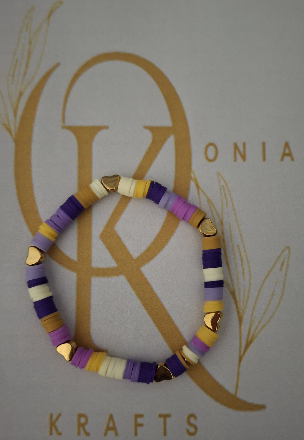 Purple Heart Craze, Clay Beaded Bracelet (Single)