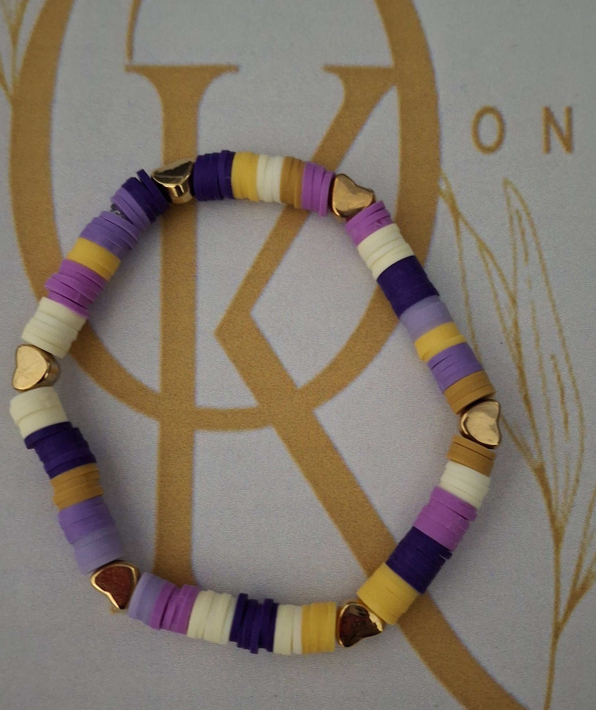 Purple Heart Craze, Clay Beaded Bracelet (Single)