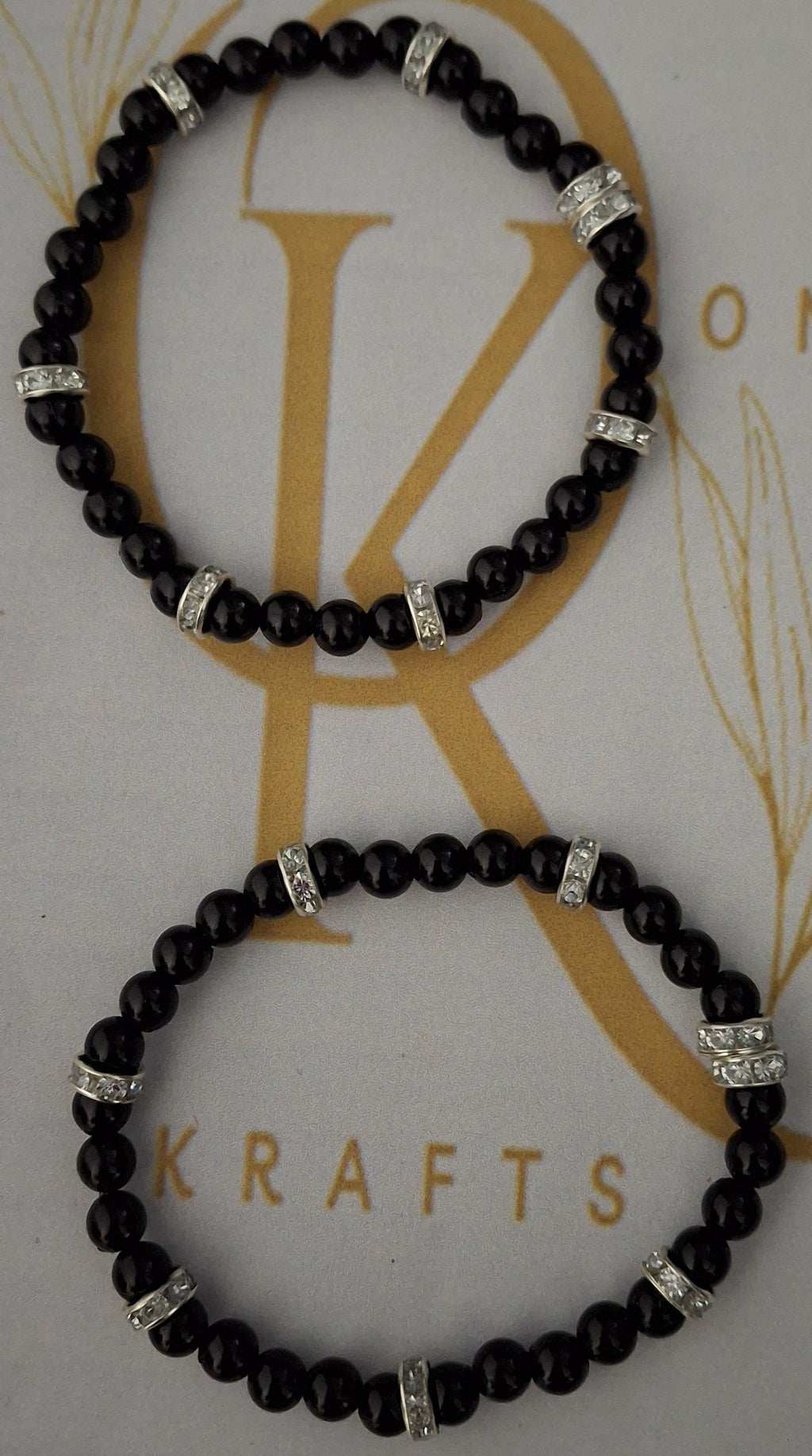 Imitation Pearl Beaded Bracelet: Black (Pair)