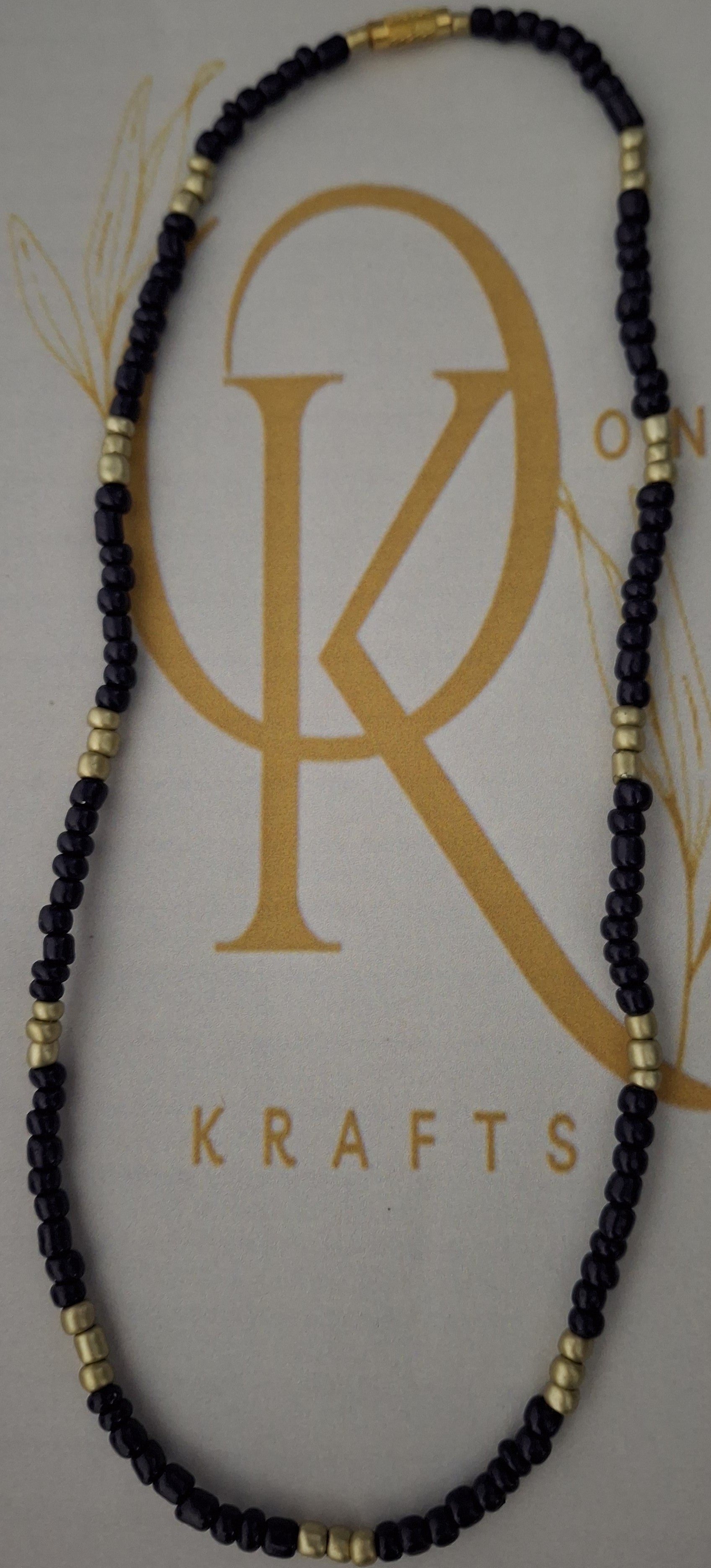 Dark Purple Bloom  Beaded Necklace (Single)