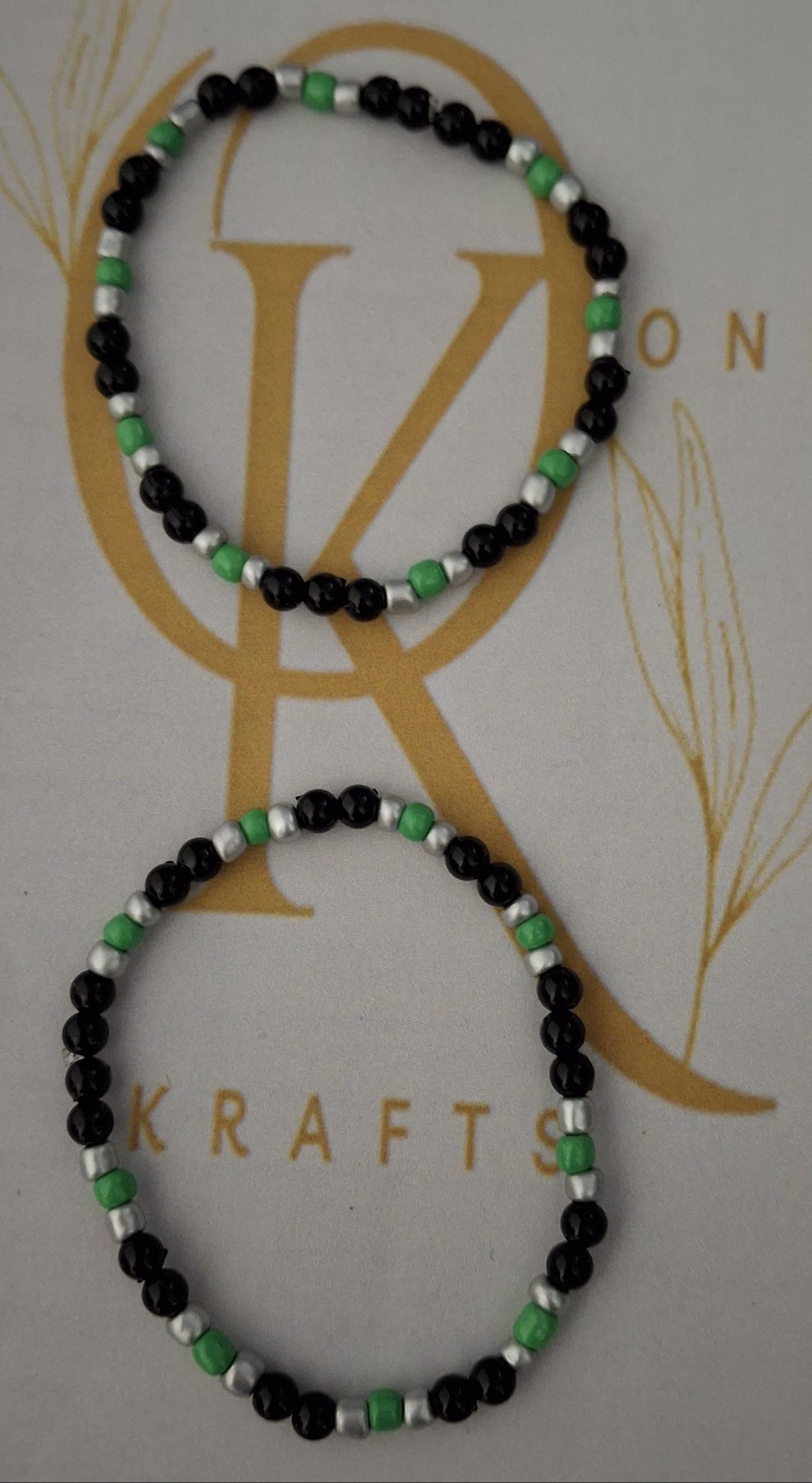 The Green Flare, Imitation Pearl mix Beaded Bracelet (Pair)