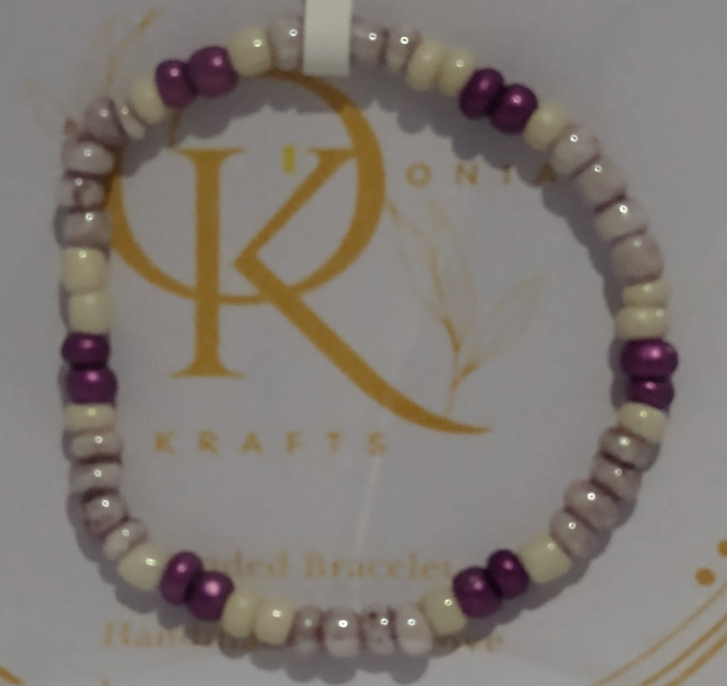 Purple Silhouette Beaded Necklace w/Bracelet (Set)
