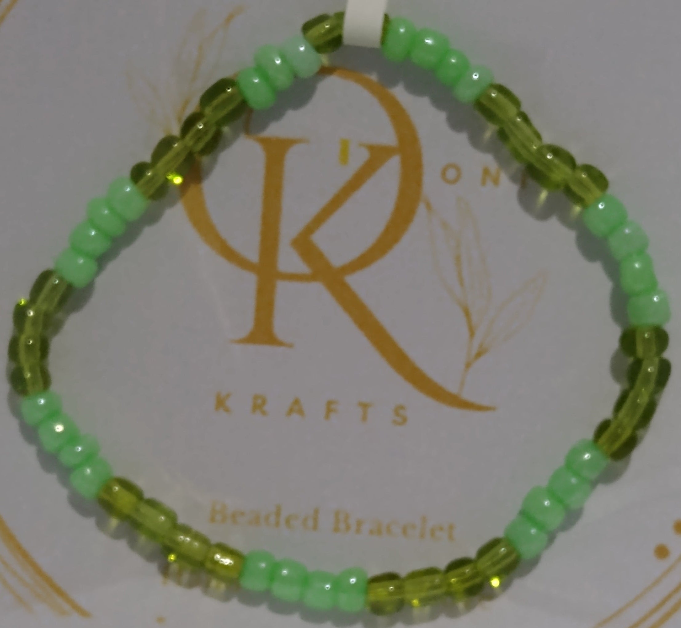 Lime green shade Beaded Necklace n Bracelet (Set)