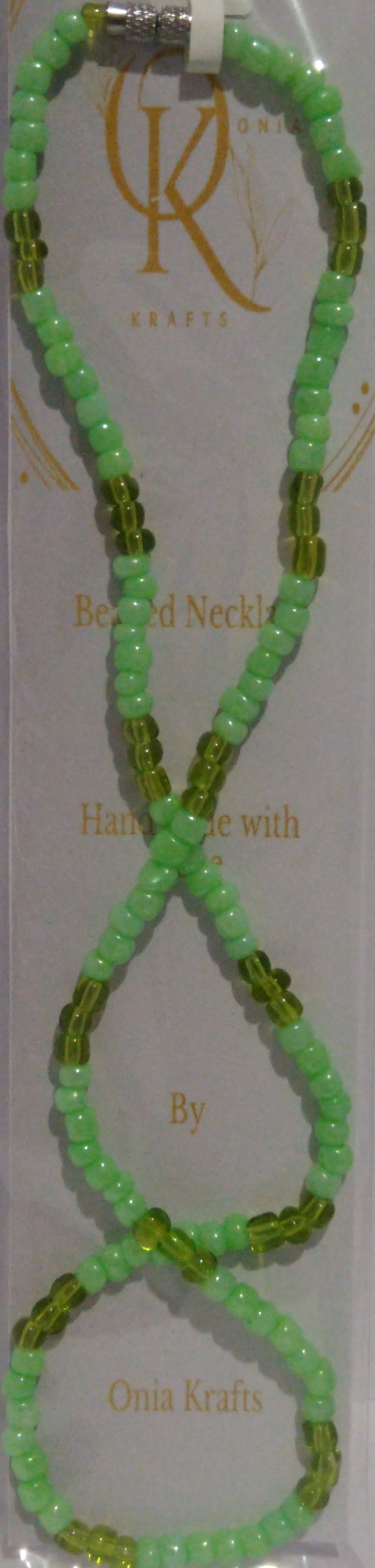 Lime green shade Beaded Necklace n Bracelet (Set)