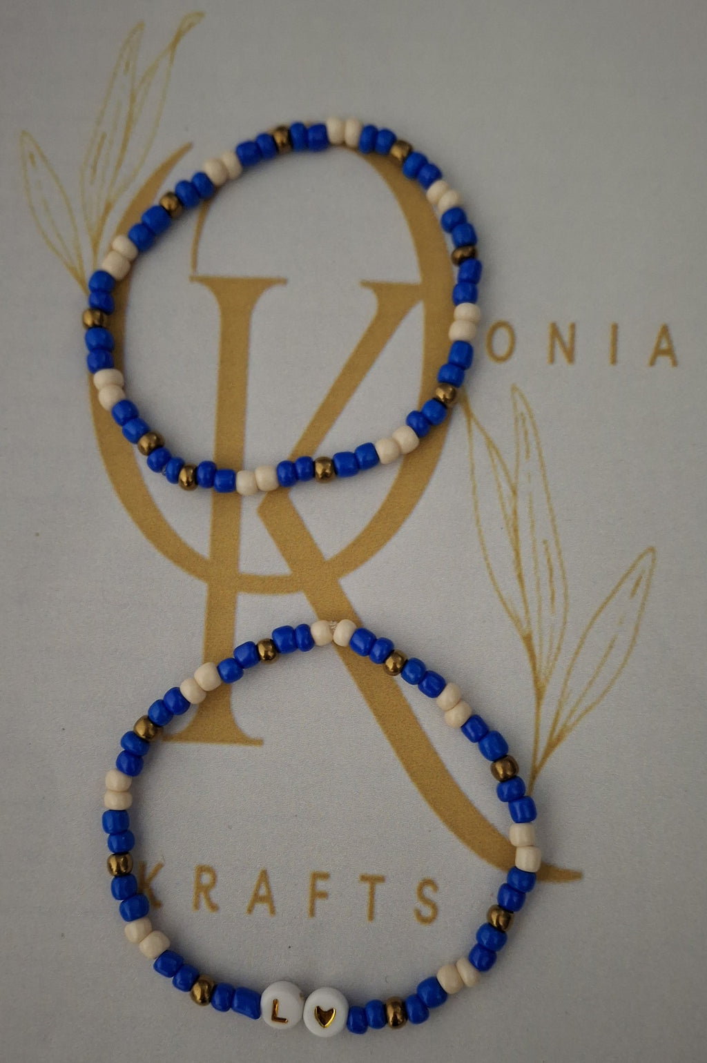 L-Love (Blue), Beaded Bracelet (Pair)