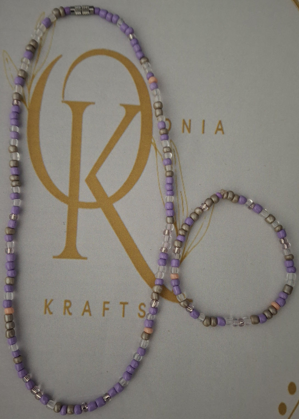 Lilac Passion Beaded Necklace w/ Bracelet (Set)