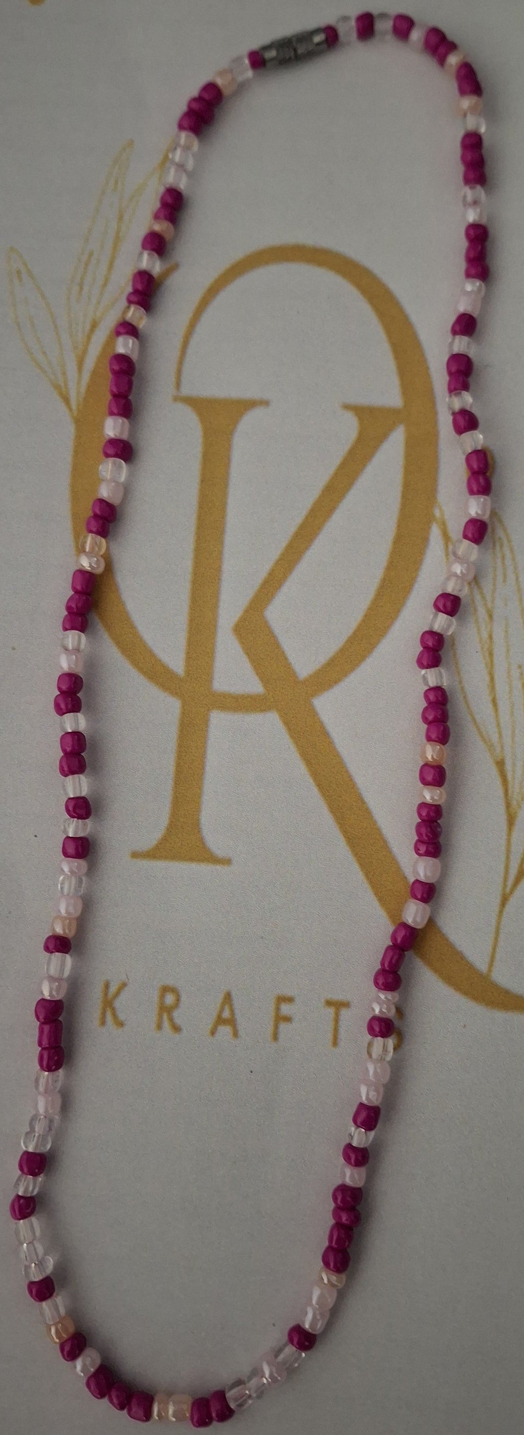 The Magenta Highlight Beaded Necklace (Single)