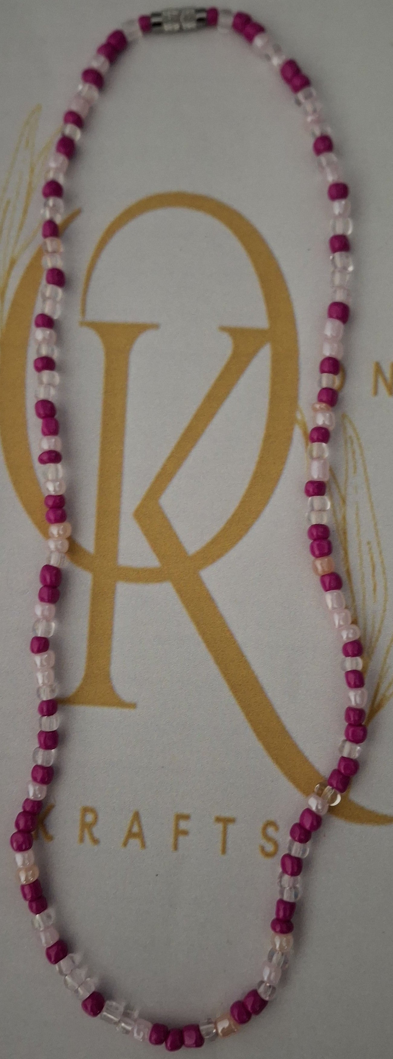The Magenta Highlight Beaded Necklace (Single)