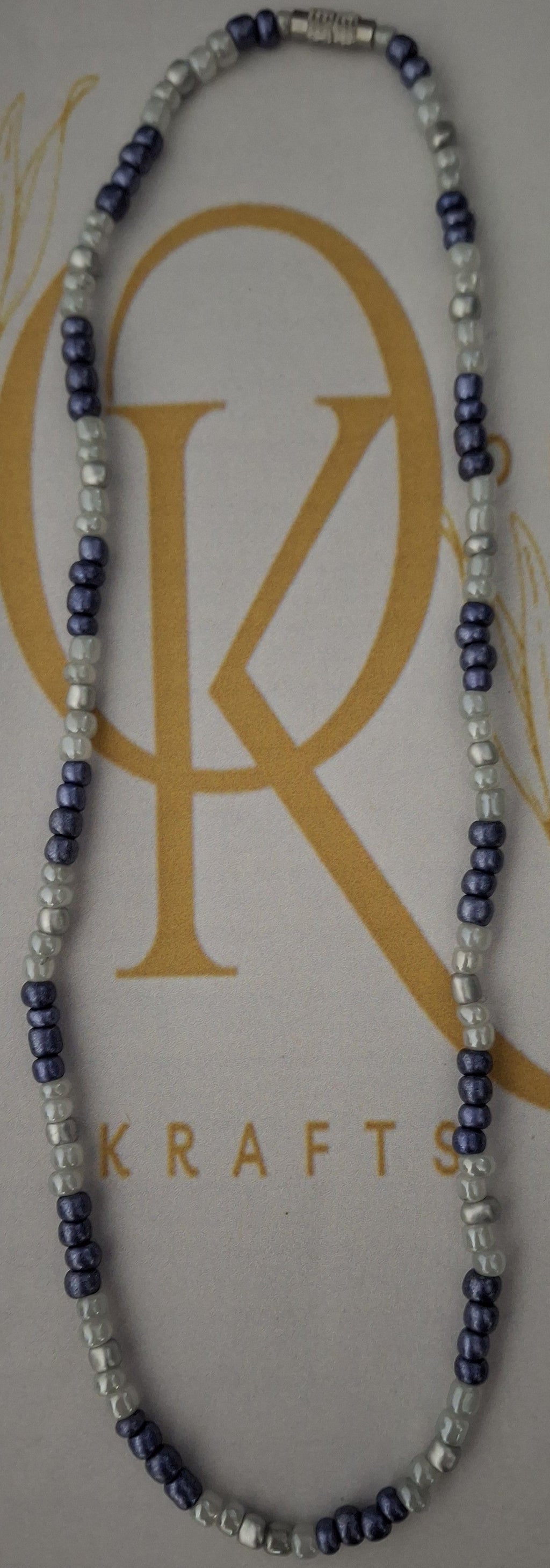 Silver n Blue Tone Beaded Necklace (Single)