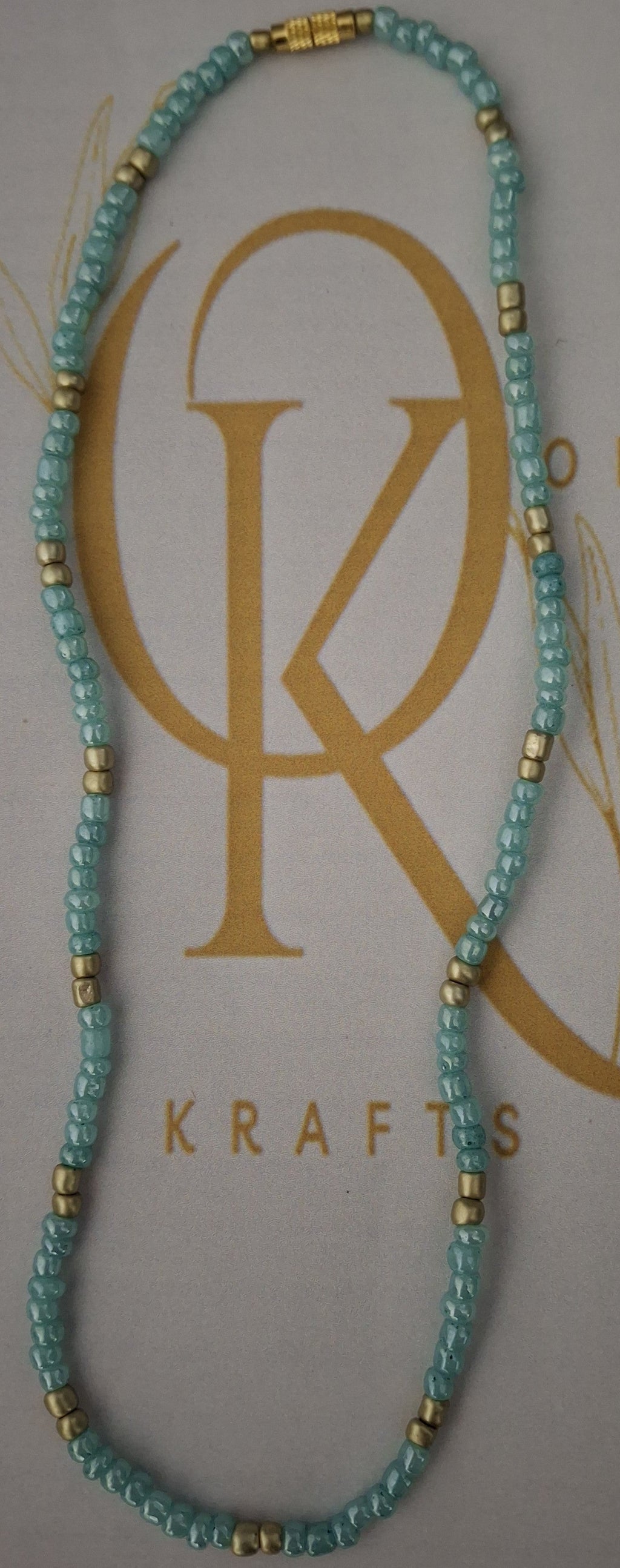 Teal Lagoon Beaded Necklace (Single)